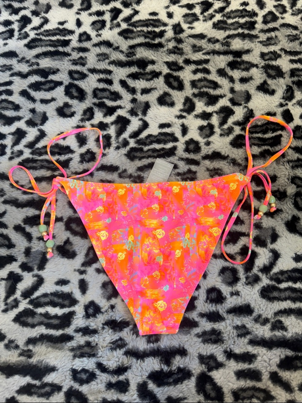 Kulani Kinis Pink Orange Floral Swim Top - Picture 5 of 6